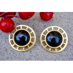 Matte Gold Wheel Stud with Black Onyx